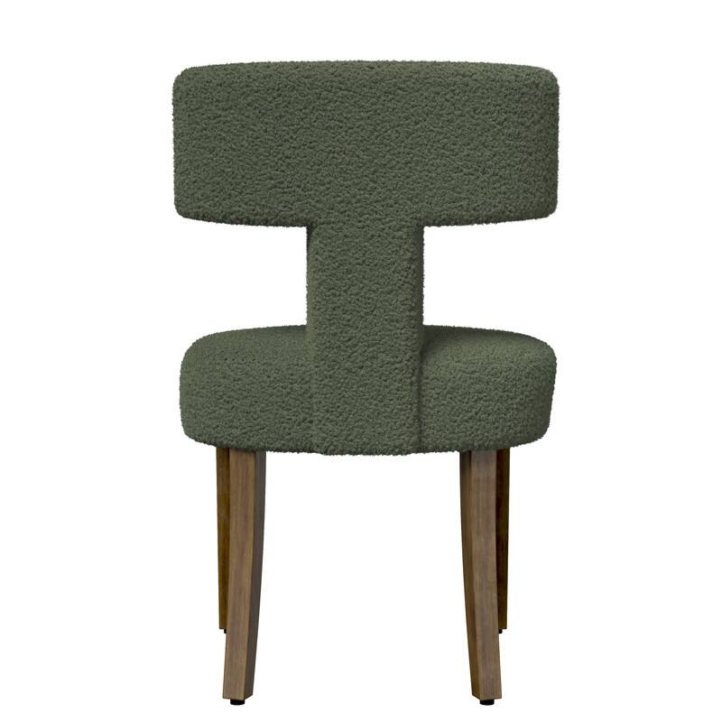 Dining Chairs Boucle Fabric Lamb Upholstered T-Shape (Set of 2)