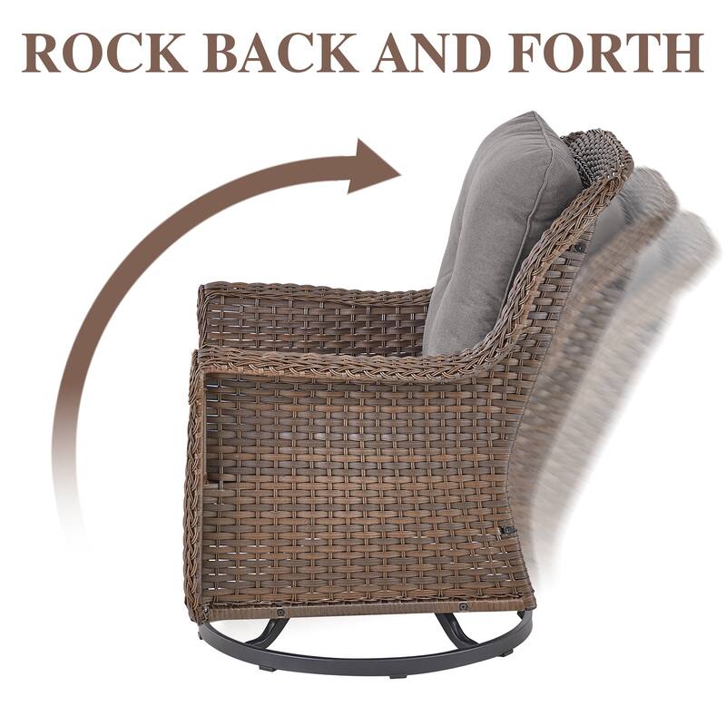 2 Piece Outdoor Swivel Chairs with Cushion