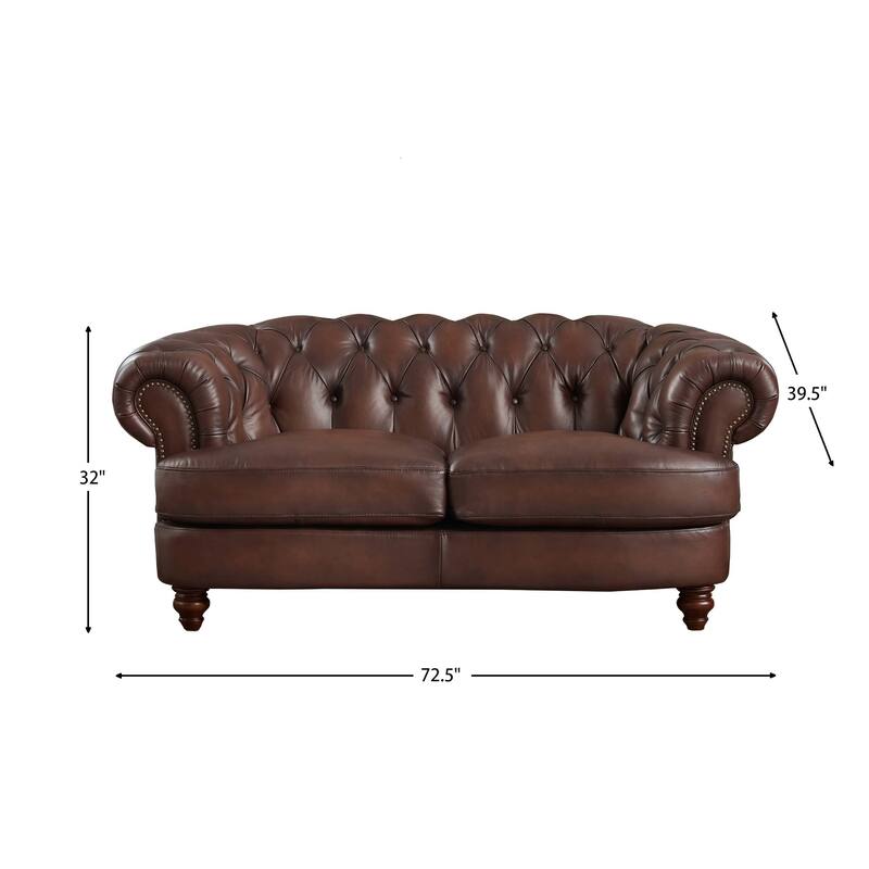 Hydeline Newport Top Grain Chesterfield Leather Sofa Set, Sofa and Loveseat