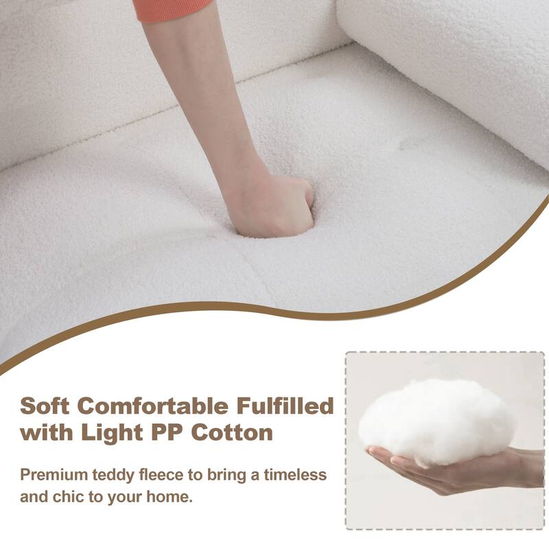 Modular Sectional Sofa, Teddy Fleece Sectional Cloud Couches for Living Room, Modern Sofa DIY Combination Reversible Chaise