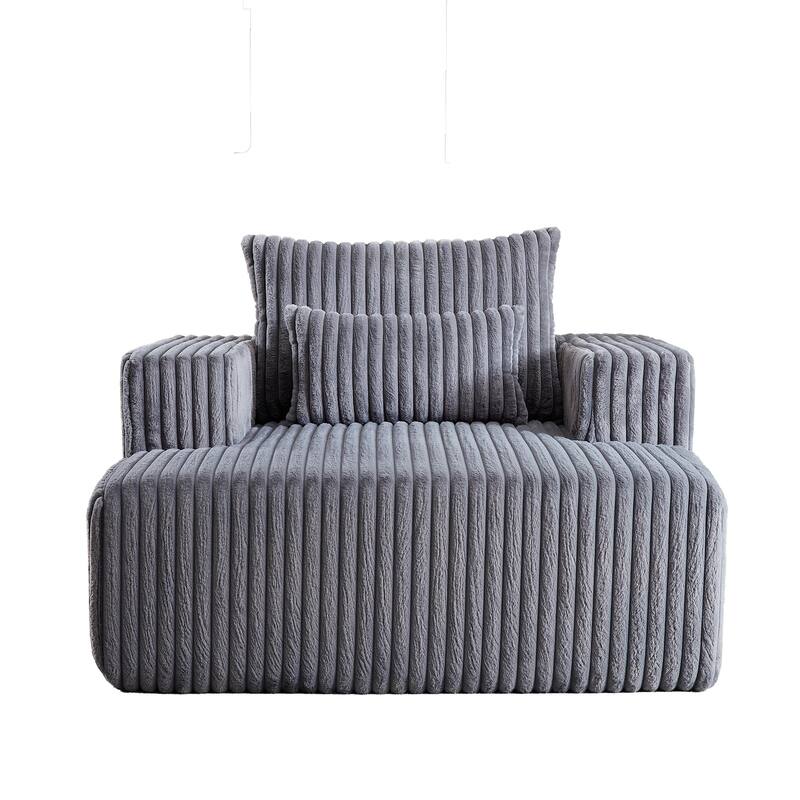Oversized Corduroy Lounge Chair with Pillow Support - Sofa, Sleeper Couch, Chaise, Ottoman Bench