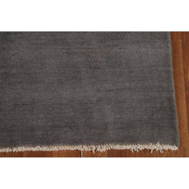 Gray Gabbeh Modern Rug Handmade Wool Carpet - 3'5" x 4'11"