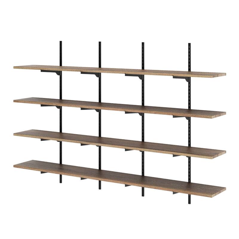 Wallniture Turin 72" Wall Mounted Shelves with Adjustable Brackets, Floating Shelves for Living Room & Office Decor, 2,3,4 Tier