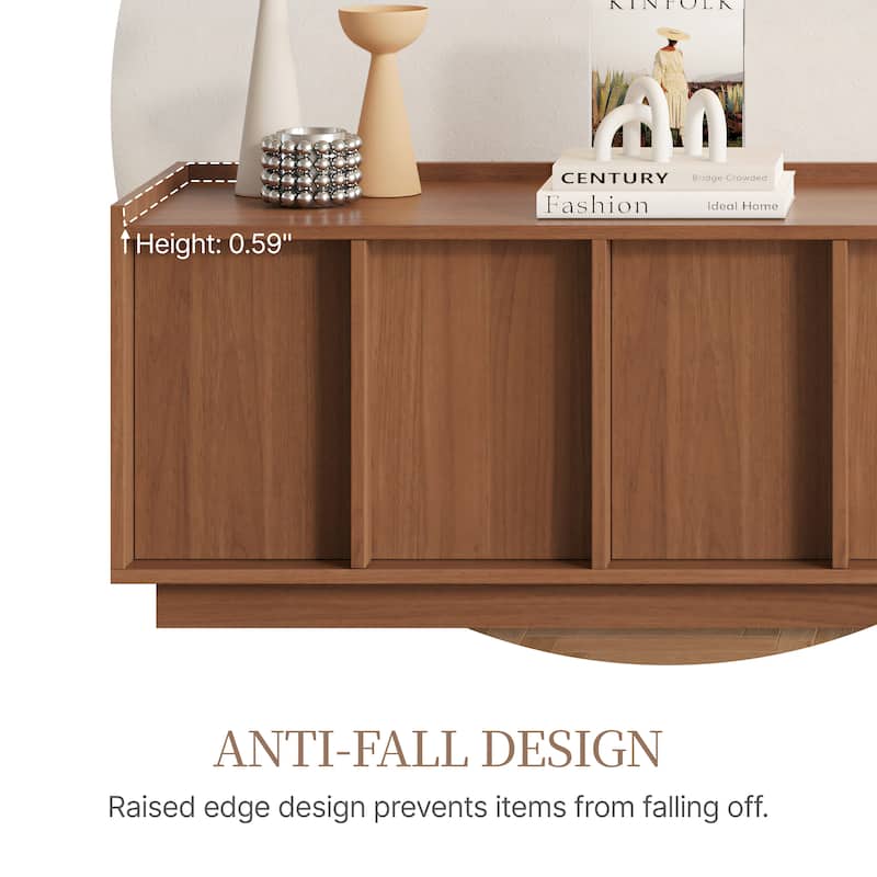 78.74" Modern TV Stands with Brown Wood Grain,Mid Century Media Console With 4 Cabinets