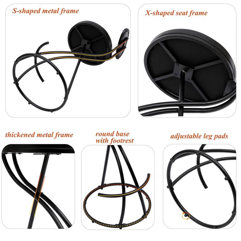 Round Bar Stool Armless Velvet Barstools with Back Set of 2 Upholstered Counter Chair for Dining Room, Kitchen Island