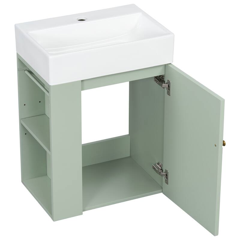 GDFStudio - Lucas Bennett Modern Compact Bathroom Vanity with Decorative Door and Smart Side Storage