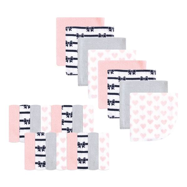 slide 1 of 1, Luvable Friends Baby Girl Super Soft Bundle Washcloths, Hearts Bows, One Size - Hearts Bows - One Size One Size - Hearts Bows