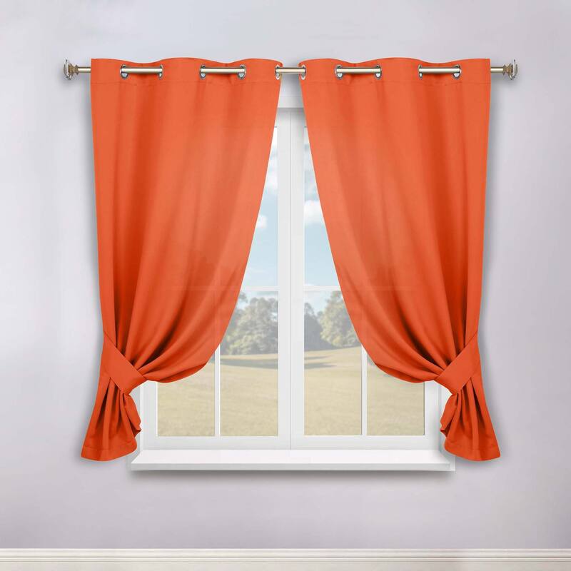Superior Solid Machine Washable Room Darkening Grommet Blackout Curtains, Set of 2