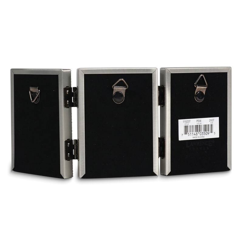 Curata Pewter Portrait Hinged Brushed and Beaded 2x3 Triple Photo Frame