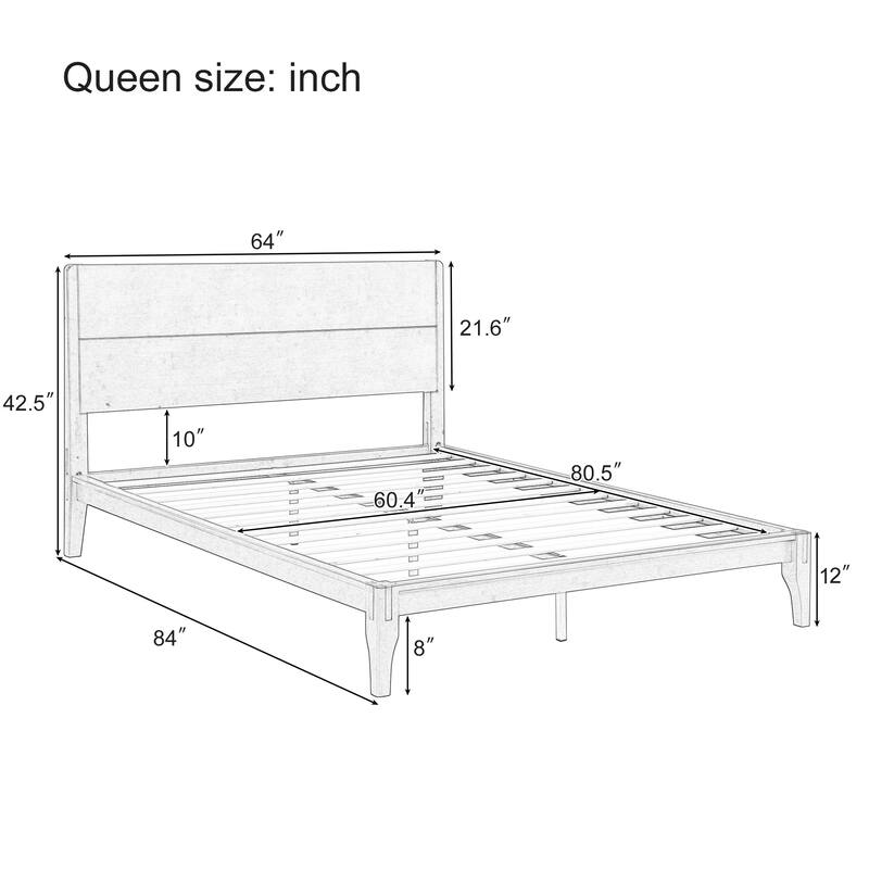 Bamboo Bed Frame Modern Platform Bed Wood Slat Support Low Profile Bed Open Frame with Under Bed Storage and Center Support Legs
