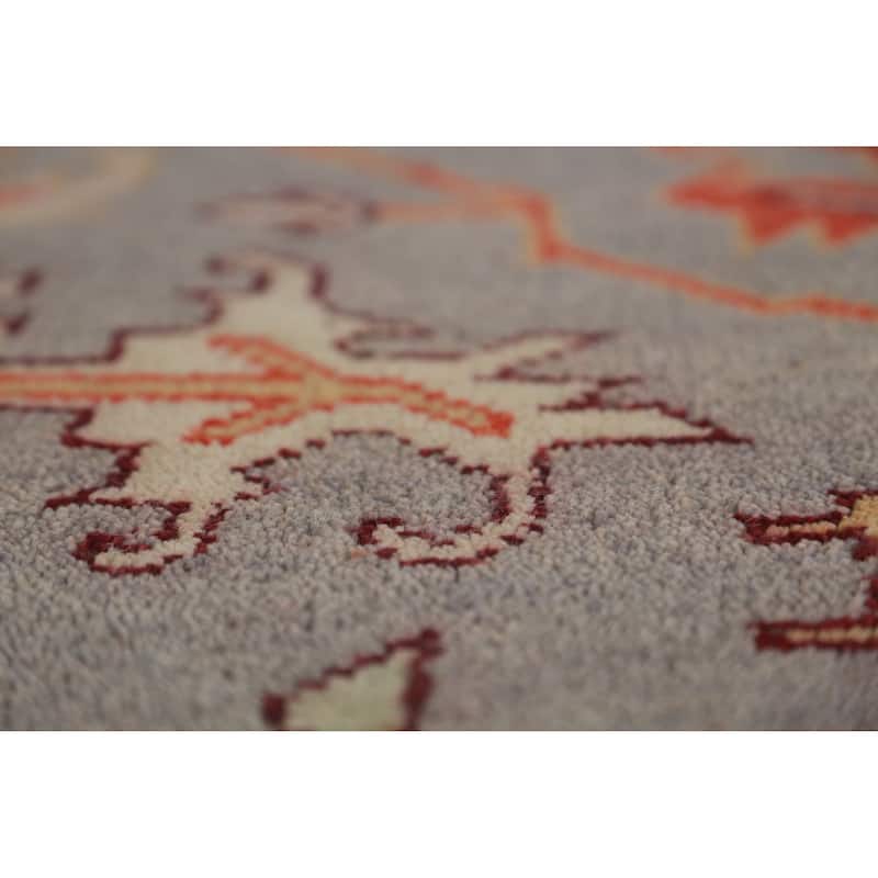 All-Over Gray Oushak Indian Large Rug Hand-Knotted Wool Carpet - 11'11" x 14'7"