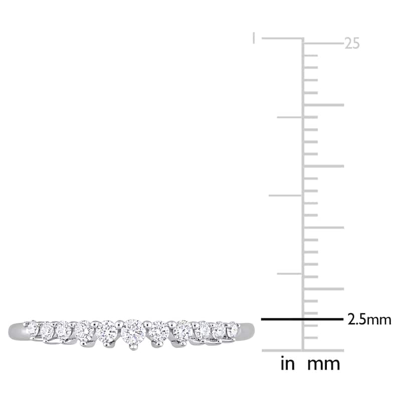 Miadora 14k White Gold 1/5ct TDW Diamond Stackable Semi-Eternity Wedding Band Ring