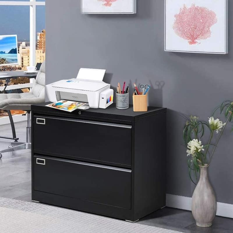 28"W 2 Drawer Metal Lateral File Cabinet with Lock