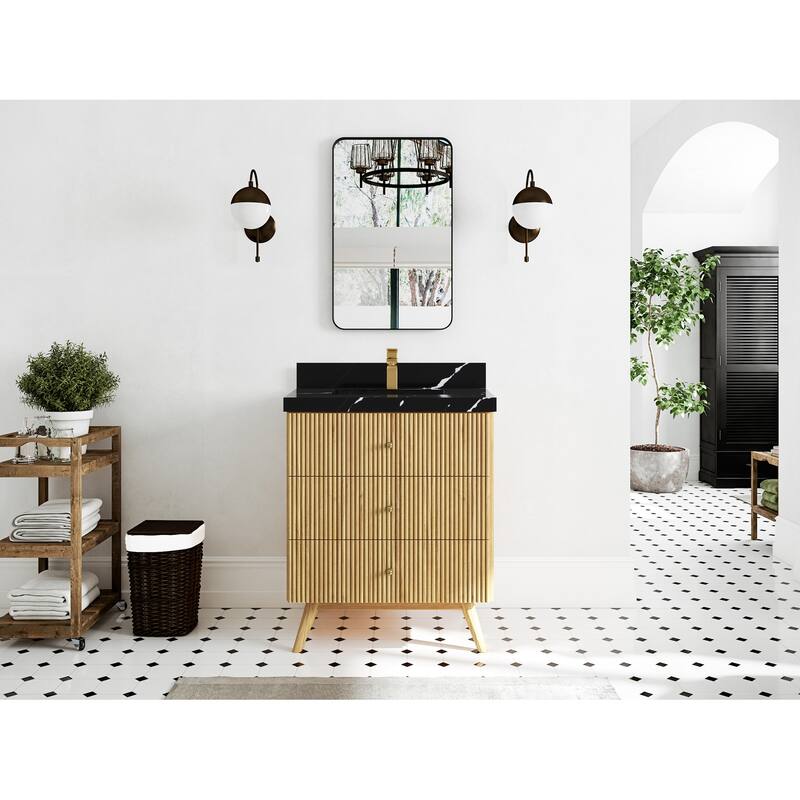 Willow Collections 30 in. W x 22 in. D Pasadena Solid Teak Single Sink Bathroom Vanity with Countertop