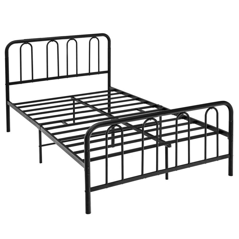 Gymax Stylish Full Size Metal Bed Frame Platform Bed Base w/ Headboard
