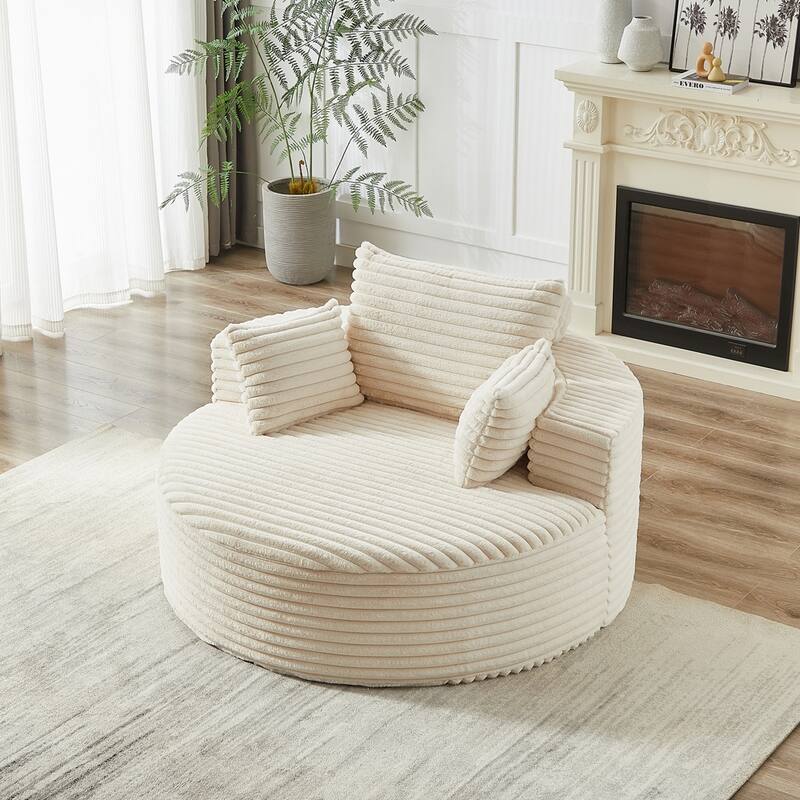 Corduroy Sponge single sofa,No Assembly Required - Beige/Corduroy