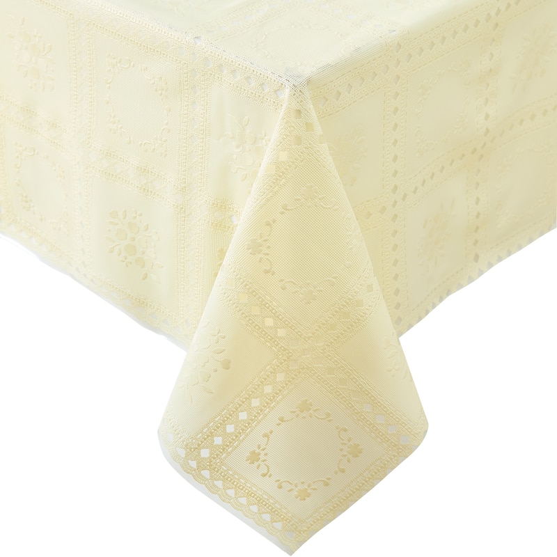 Crochet Lace-Inspired 3-Yard Cut-to-fit Vinyl Tablecloth/Table Protector - 54x108