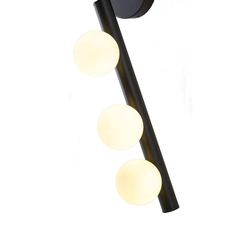 Transitional 3-Light Matte Black Metal Wall Sconce