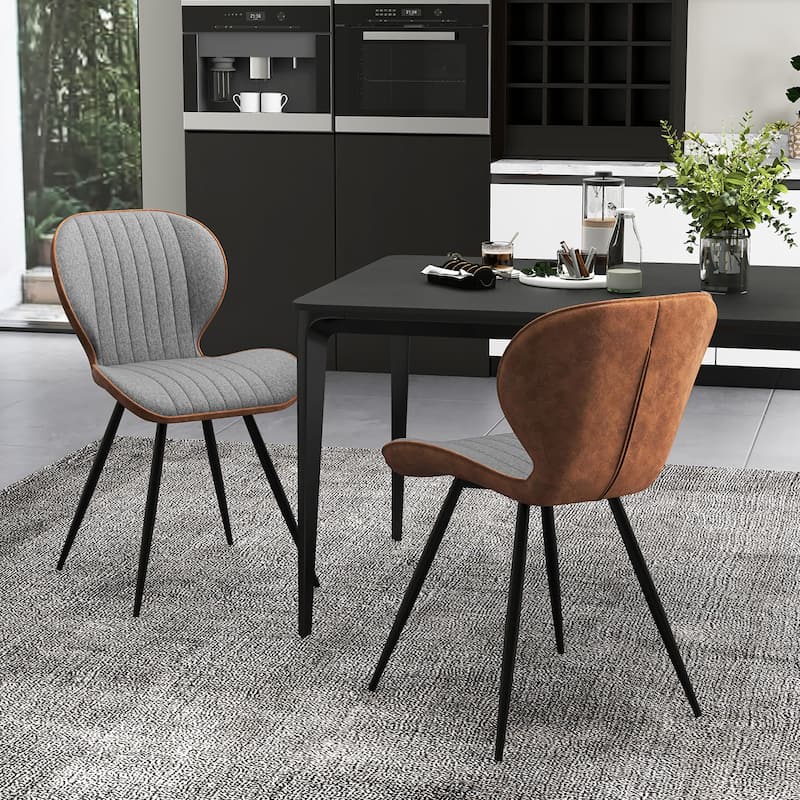 Gymax 4 Set Armless Dining Chair w/ Curved Backrest U-shaped Seat &