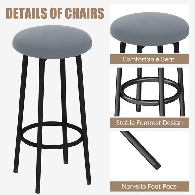 Grondin Mid-Century Modern 3-Piece Faux Marble Top Kitchen Island Set with 2 Stools and Shelves