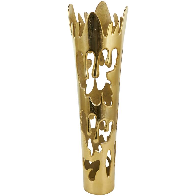 Gold, Silver or Black Aluminum Metal Drip Vase with Melting Designed Body