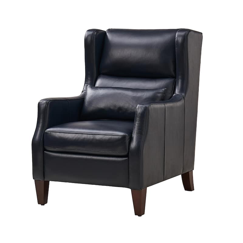 Erich Genuine Leather Wingback Armchair with Pillow by HULALA HOME