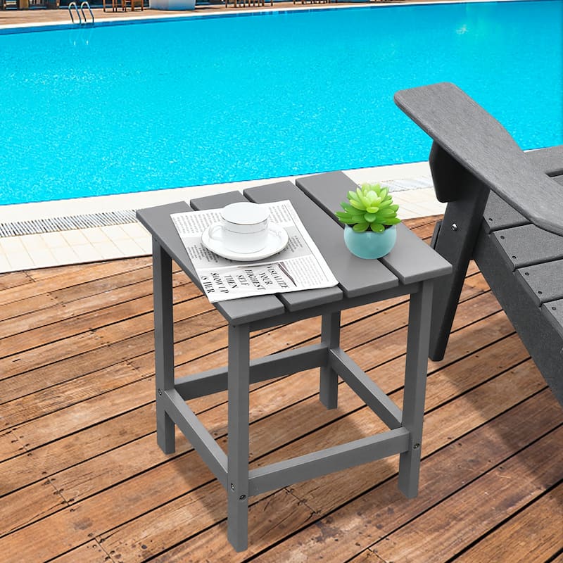 Costway Patio 15" End Side Coffee Table Square Wooden Slat Garden Deck - See details
