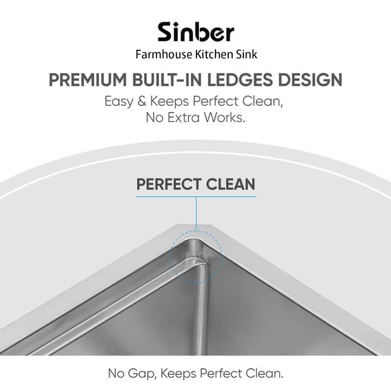 Sinber Farmhouse Apron Single Bowl 304 Stainless Steel Kitchen Sink