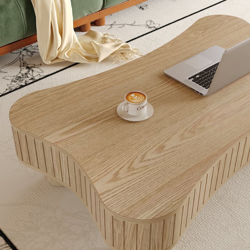 42" Modern Lift-Top Coffee Table – Fluted Design with Hidden Storage & Silent Hydraulic Mechanism‌