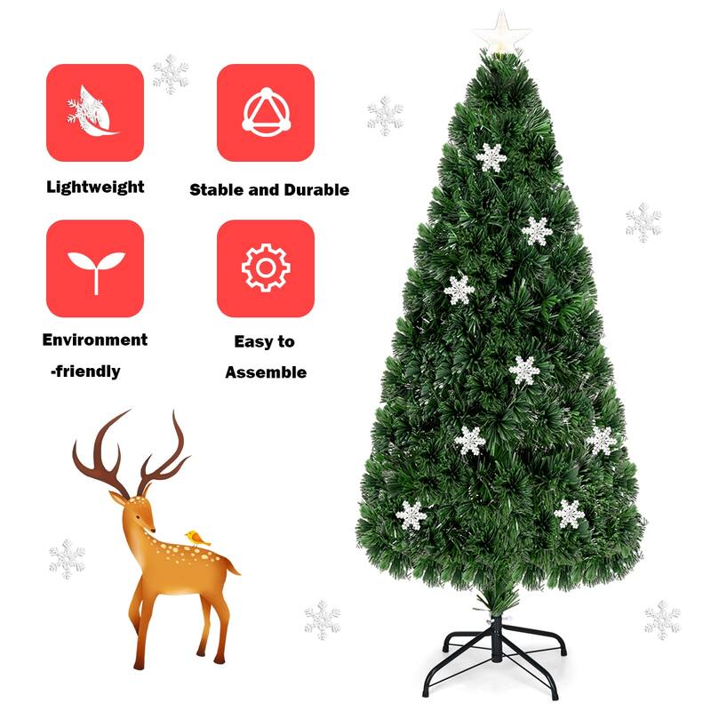 Gymax Fiber Optic 6' PVC Artificial Christmas Tree LED Lights Metal - See Details
