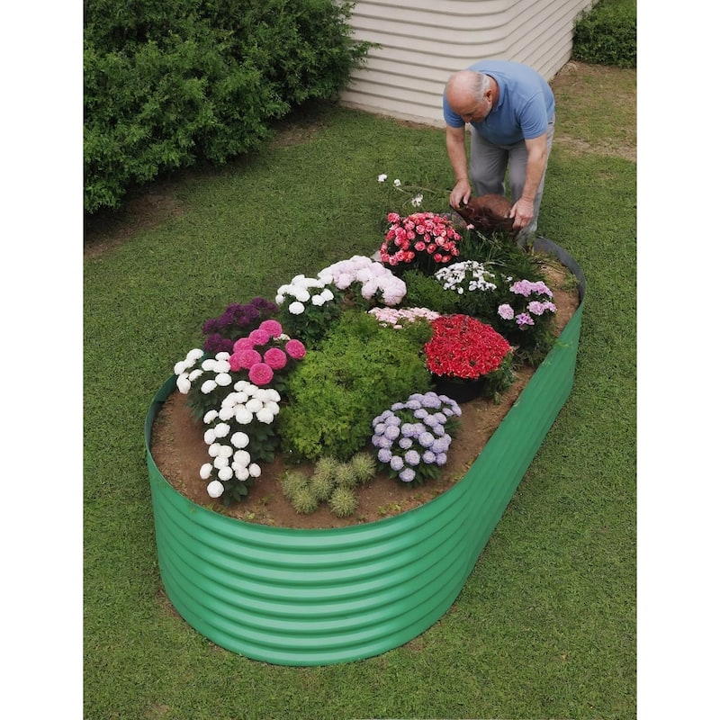 2-Pack Galvanized Steel Raised Garden Beds,Outdoor Deep Planter Box Kit with Tool