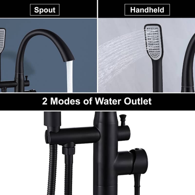 Topcraft Floor Mounted Bathtub Filler with Handheld Showerhead