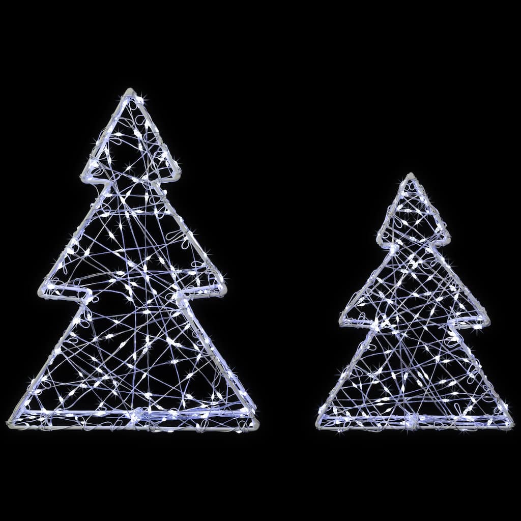 LED Lighted Wire Christmas Tree Decorations - 14" - Set of 2