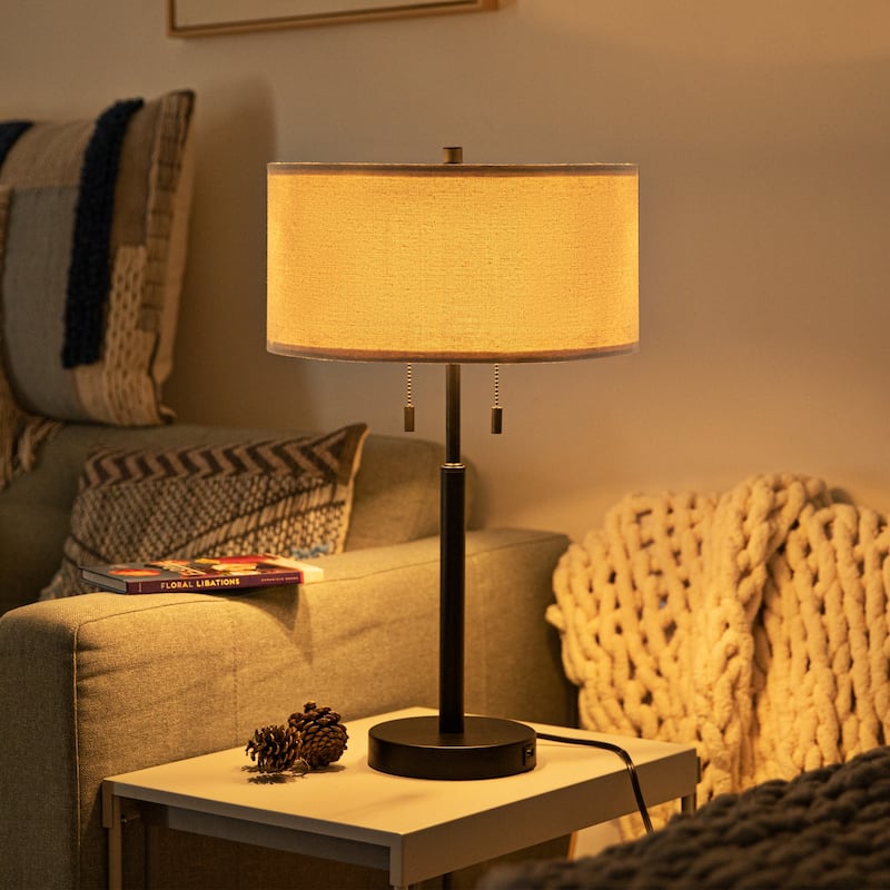 CO-Z 24" Modern Table Lamps with USB Port and AC Outlet, Set of 2 - Set of 2