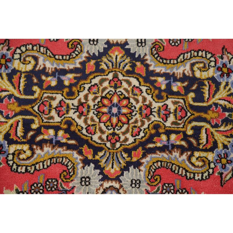 Hand Knotted Oriental Kork Wool Carpet Traditional Medallion Pink Qum Area Rug - 3' 0'' X 2' 1''