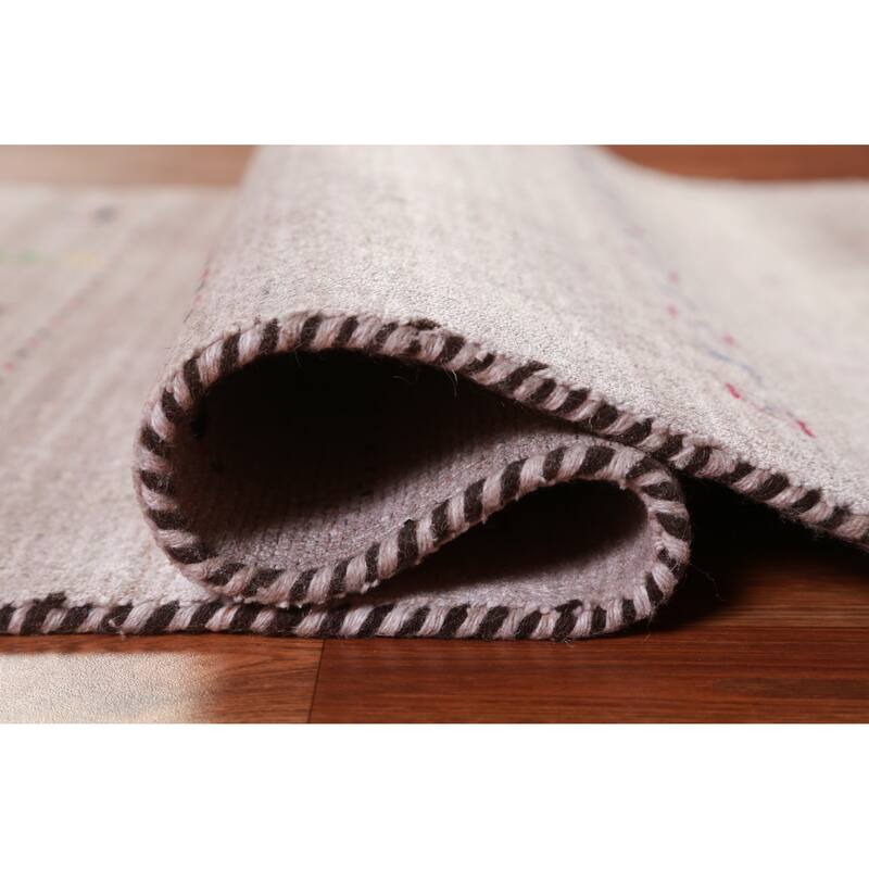 Hand Knotted Oriental 100% Wool Carpet Tribal Animal Pictorial Beige & Ivories Gabbeh Area Rug - 5' 0'' X 3' 0''