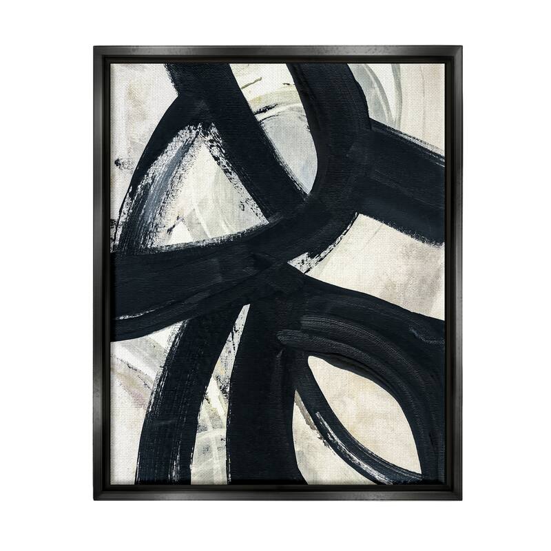 Stupell Dynamic Modern Black Paint Strokes Bold Abstract Floater Frame, Design by Susan Jill - 25 x 31 - Black