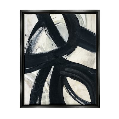 Stupell Dynamic Modern Black Paint Strokes Bold Abstract Floater Frame, Design by Susan Jill