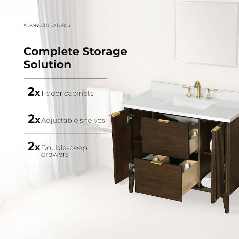 Gabi Bathroom Vanity with White Engineered Stone Top
