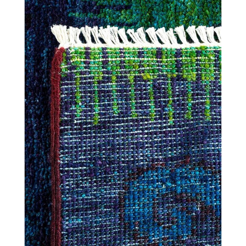 Overton Hand Knotted Wool Vintage Inspired Modern Contemporary Modern Purple Area Rug - 5' 3" x 12' 6"