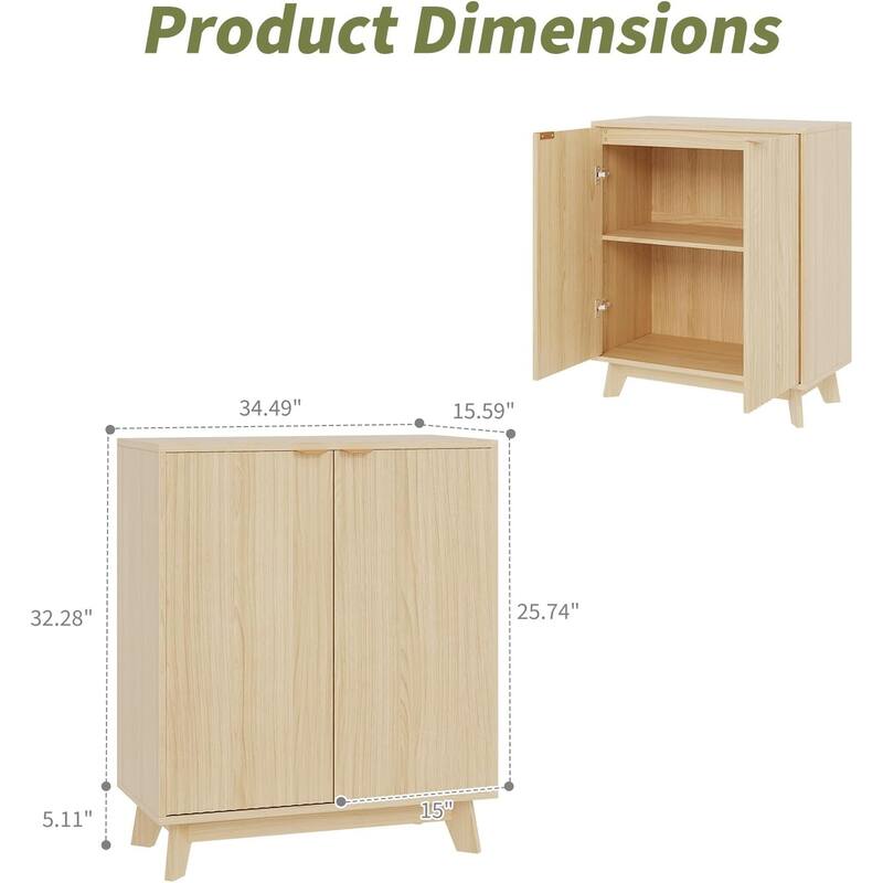 Modern Wood Buffet Cabinet with Storage, 2/4 Doors & Adjustable Shelves, Versatile Sideboard