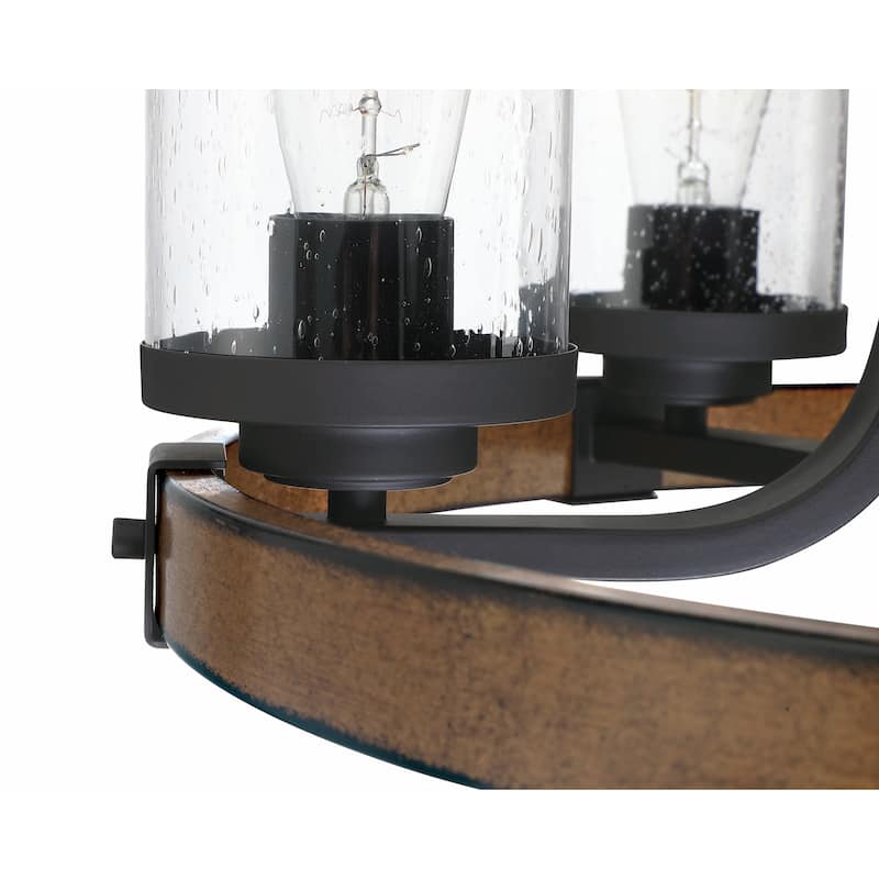 6 Light Shaded Wagon Wheel Chandelier - Black - 24.23"x32.31"