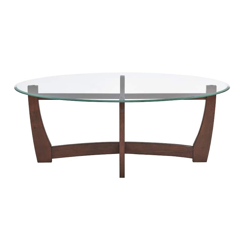 48" Oval Glass Coffee Table with Glass Top