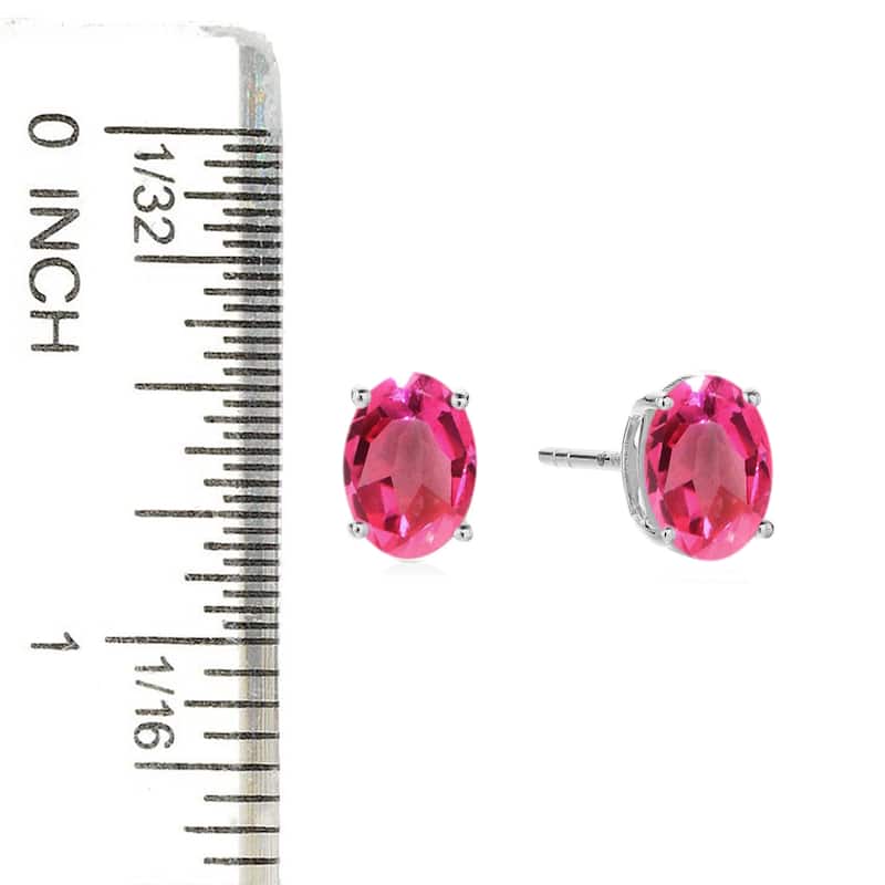 Sterling Silver 8x6 Oval Genuine Gemstone Birthstone Stud Earrings