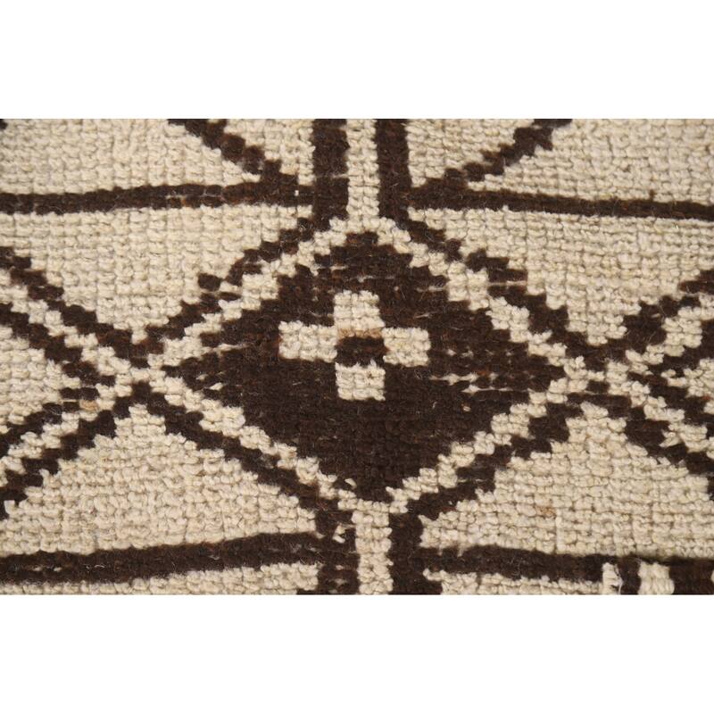 Geometric Anatolian Natural Dye Runner Rug Hand-knotted Wool Carpet - 3'0"x 11'0"
