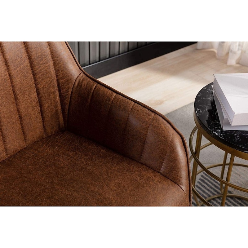 Home Beyond Synthetic Leather Dining Chairs Set of 2, Brown