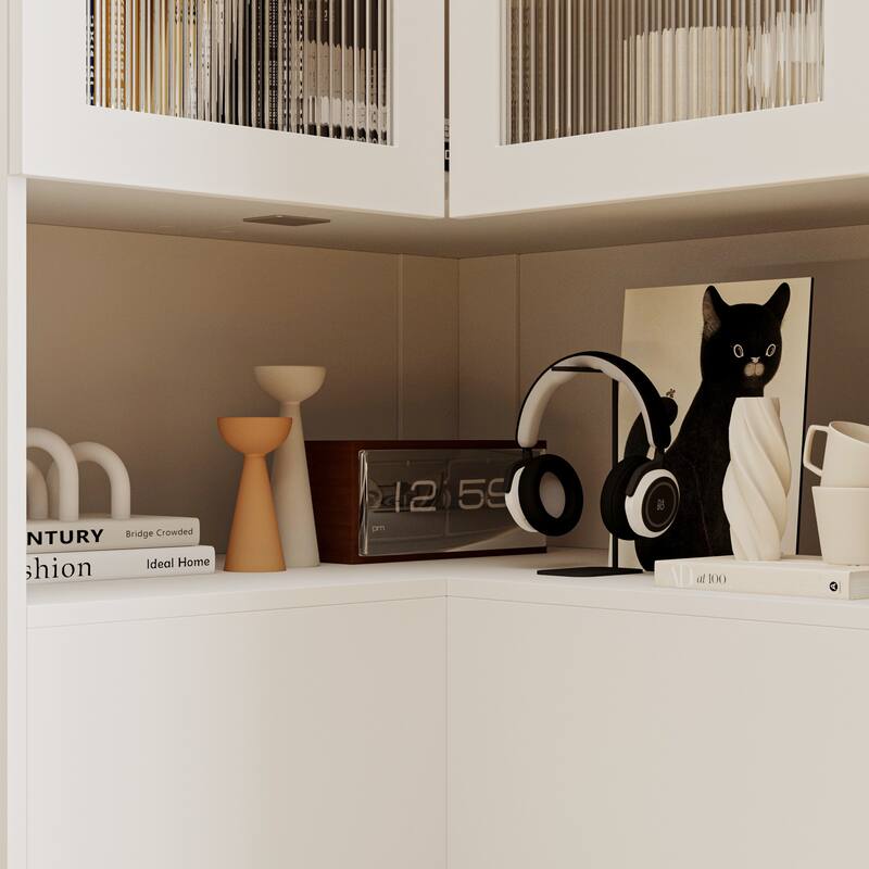 Entryway Cabinet Tempered Glass DoorsStorage Bench with Cushion, Modern Mudroom Hall Tree Organizer with Hidden Storage