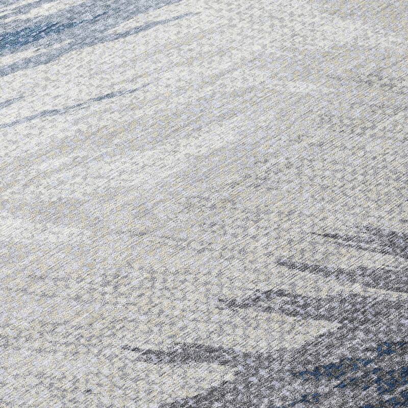Machine Washable Indoor/ OutdoorAbstract Brushstrokes Chantille Rug