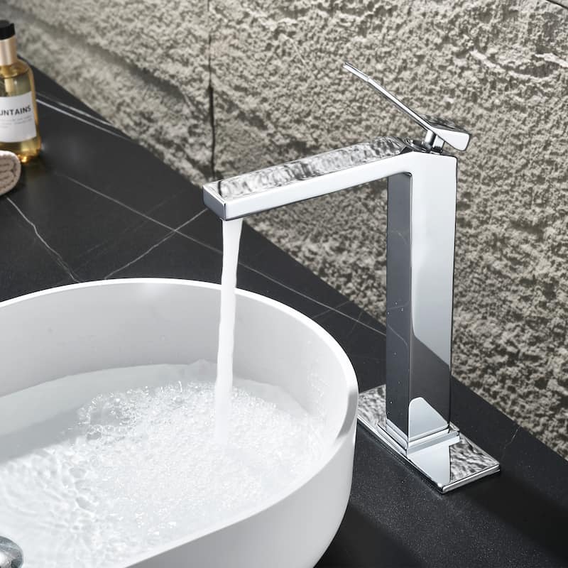 Rbrohant Single Handle Single Hole Bathroom Vessel Sink Faucet, Waterfall Spout Bathroom Faucet,RV Lavatory Vessel Faucet