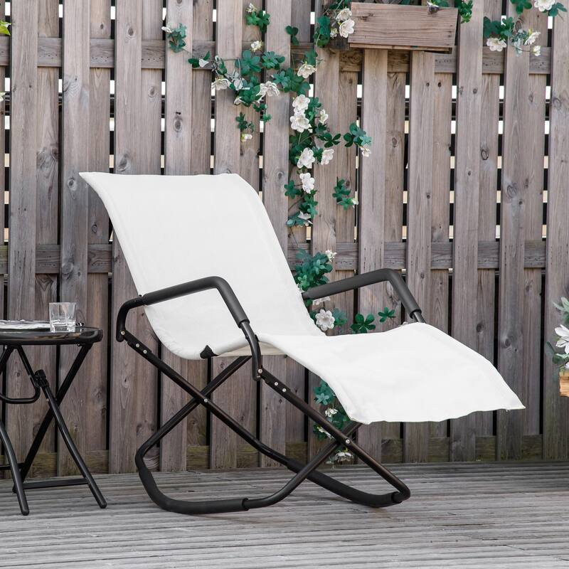 Rocking Sun Lounger, Chaise Lounge Rocker for Sunbathing, Sun Tanning, Foldable, Portable Outdoor Patio Chair